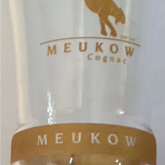 Meukow Cognac 7" Tall Cocktail Glass Panther Logo Gold Set Of 2 - Picture 3 of 4